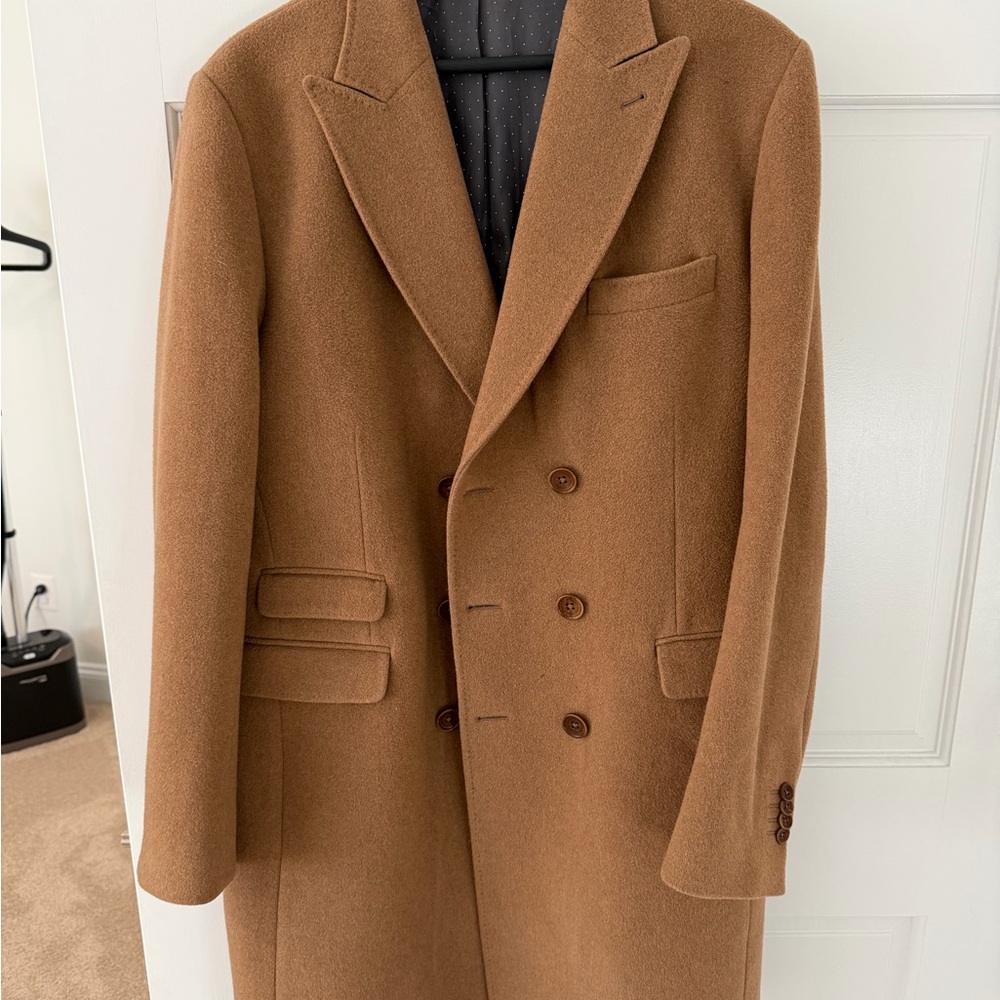 Alessandrini Double Breasted Men’s Coat - Camel - Made in Italy - Size IT50/40R